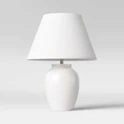 Turned Ceramic Table Lamp White - Threshold™ -Threshold GUEST 0c5fcf73 910a 479f a8ce c7fb931048d7