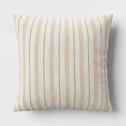 Cotton Flax Woven Striped Square Throw Pillow - Threshold™ -Threshold GUEST 198ca62a 31c1 4b5d b1dc 9f59aefb0017