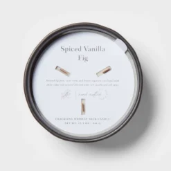 16oz Blackened Bowl Ceramic With Multi Woodwick And Dustcover Spice Vanilla Fig Candle Black - Threshold™ -Threshold GUEST 27c974af f7f8 4836 a0f9 674e7512c70b