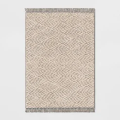 Diamond With Fringe Rug Gray - Threshold™ -Threshold GUEST 2baf5ed4 7b52 4703 8a9e 2a21e83d6c9c