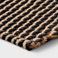 1'6"x2'6" Rope Braided Basket Weave Doormat Black/Brown/Cream - Threshold™ -Threshold GUEST 2c1c0888 f103 4ac9 9204 1ebd398de602