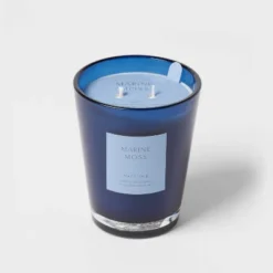 Colored Vase Glass With Dustcover Marine Moss Candle Blue - Threshold™ -Threshold GUEST 2f74f3e1 96a9 4d09 847e 100c47a93447