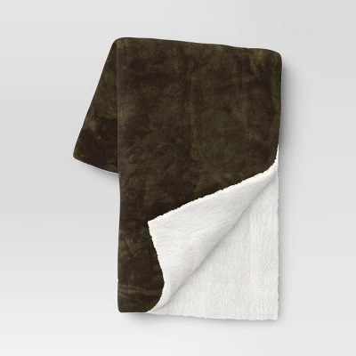 Solid Printed Plush With Shearling Reverse Throw Blanket - Threshold™ 6 Solid Printed Plush With Shearling Reverse Throw Blanket - Threshold™ - Image 6