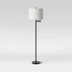 Metal Column Swing Arm Floor Lamp Black - Threshold™ -Threshold GUEST 38b04ef2 c9d6 4bff 8ba2 20444e77e7fb