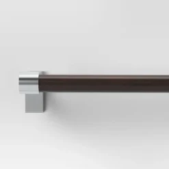 Dark Faux Wood Curtain Rod Nickel - Threshold™ -Threshold GUEST 3f1572b1 fc3d 4ce8 8600 dec628aa2d09