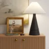 Ceramic Table Lamp With Tapered Shade Black (Includes LED Light Bulb) - Threshold™