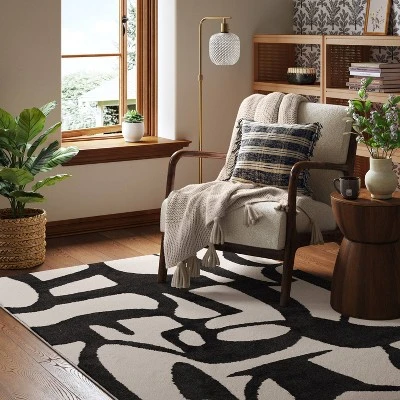Abstract Inkblot Rug Black/White - Threshold™ 1 Abstract Inkblot Rug Black/White - Threshold™