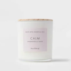 Wood Lidded Glass Wellness Calm Candle - Threshold™ -Threshold GUEST 518451c6 213f 4303 ad48 fec583907229