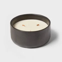 16oz Blackened Bowl Ceramic With Multi Woodwick And Dustcover Spice Vanilla Fig Candle Black - Threshold™ -Threshold GUEST 6f4c72d4 4d0b 4151 90e7 6b26702d70c4