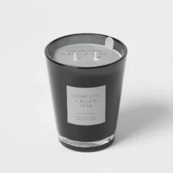 Colored Vase Glass With Dustcover & Black Teak Candle Black - Threshold™ -Threshold GUEST 7eb20721 3aad 4b54 8e74 2e0b39a53599