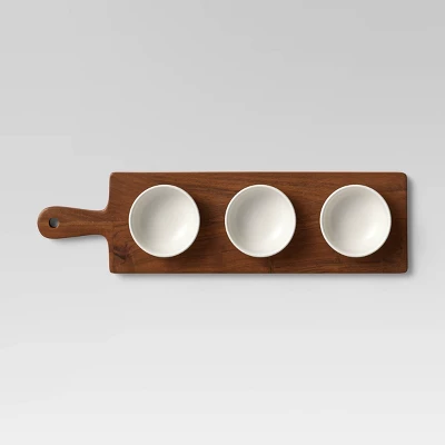 4pc Wood Cutting Board And Ceramic Bowl Set - Threshold™ 2 4pc Wood Cutting Board And Ceramic Bowl Set - Threshold™ - Image 2