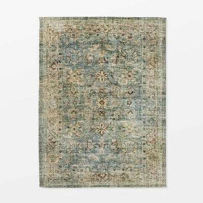 Ledges Digital Floral Print Distressed Persian Rug Green - Threshold™ Designed By Studio McGee 5 Ledges Digital Floral Print Distressed Persian Rug Green - Threshold™ Designed By Studio McGee - Image 5