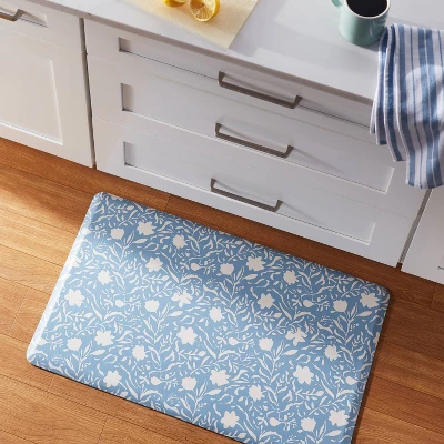 30" X 18" Floral Comfort Mat Blue - Threshold™ 1 30" X 18" Floral Comfort Mat Blue - Threshold™
