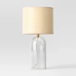 Glass Table Lamp With Open Base And Natural Shade - Threshold™ -Threshold GUEST 912c3b85 316f 4423 974f 80d7b94d8ea2