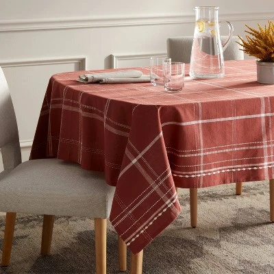 60"x104" Tablecloth Rust Plaid - Threshold™ 1 60"x104" Tablecloth Rust Plaid - Threshold™