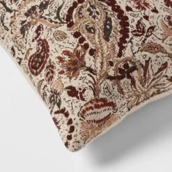 18"x18" Traditional Paisley Square Decorative Pillow Beige/Brown - Threshold™ -Threshold GUEST a351eb38 e079 493a 9f13 2085eb146f31