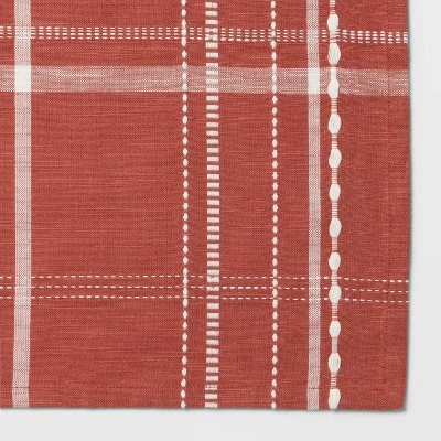 60"x104" Tablecloth Rust Plaid - Threshold™ 2 60"x104" Tablecloth Rust Plaid - Threshold™ - Image 2