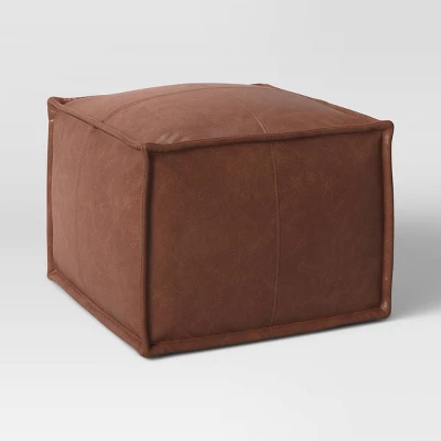 Earl Faux Leather French Seam Ottoman - Threshold™ 2 Earl Faux Leather French Seam Ottoman - Threshold™ - Image 2