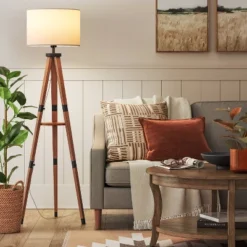Threshold 37 Tripod Floor Lamp With Shelf Brown Wood - Threshold™
