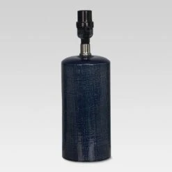 Linen Textured Ceramic Small Lamp Base Dark Blue - Threshold™ -Threshold GUEST c591dfee 0c26 4677 89dd 2cf9def3bed0
