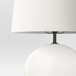 Ceramic Geo Table Lamp With Tapered Shade Off-White (Includes LED Light Bulb) - Threshold™ -Threshold GUEST db01ca4d 39d4 4f80 8d51 0a3bcd12b89f