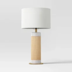 Ceramic Table Lamp With Natural Wrap White - Threshold™ -Threshold GUEST e01250f9 e0e6 4ca1 99cd e9e54fdd259d