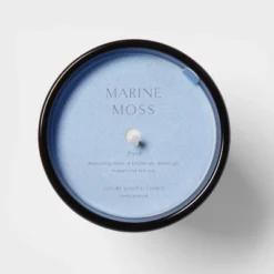 Colored Vase Glass With Dustcover Marine Moss Candle Blue - Threshold™ -Threshold GUEST e5035607 20cd 4e66 bc9b 502503c48b69