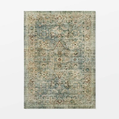 Ledges Digital Floral Print Distressed Persian Rug Green - Threshold™ Designed By Studio McGee 6 Ledges Digital Floral Print Distressed Persian Rug Green - Threshold™ Designed By Studio McGee - Image 6