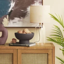 Glass Table Lamp With Open Base And Natural Shade - Threshold™